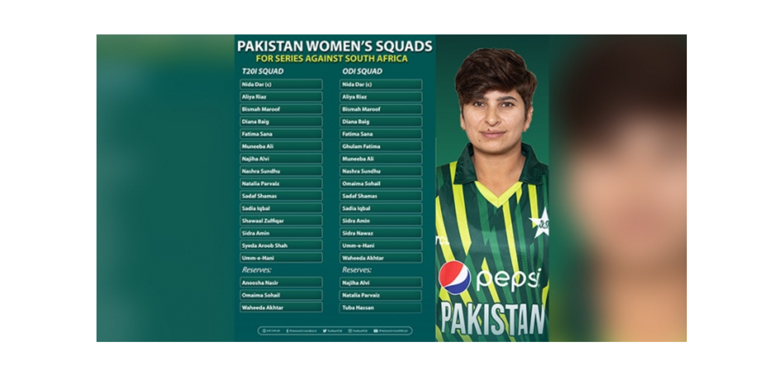 Pcb Pakistan Women S Squad For White Ball Series Against South Africa