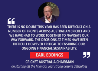 Earl Eddings, Cricket Australia Chairman on starting off the financial year strong despite difficulties
