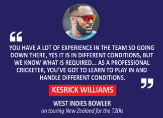 Kesrick Williams, West Indies bowler on touring New Zealand for the T20Is