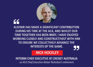 Nick Hockley, Interim Chief Executive at Cricket Australia on ACA Chief Executive Alistair Nicholson's retirement