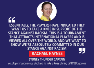 Rachael Haynes, Sydney Thunder Captain on players' unanimous decision to take a knee during all WBBL games