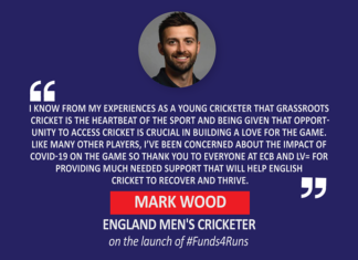 Mark Wood, England men's cricketer on the launch of #Funds4Runs