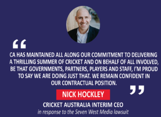Nick Hockley, Cricket Australia Interim CEO in response to the Seven West Media lawsuit