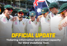 Cricket Australia: Capacity confirmed for Vodafone Pink Test