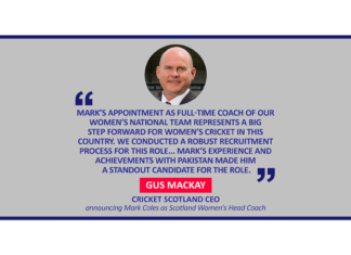 Gus Mackay, Cricket Scotland CEO announcing Mark Coles as Scotland Women's Head Coach
