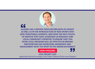 Iain Higgins, USA Cricket CEO appointing Alacria to manage USA Cricket's National Entry Level Program