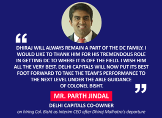 Mr. Parth Jindal, Delhi Capitals Co-Owner on hiring Col. Bisht as Interim CEO after Dhiraj Malhotra's departure