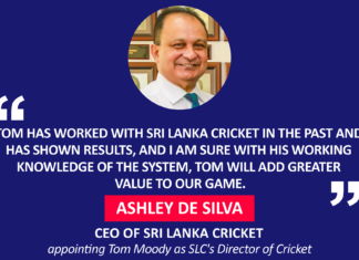 Ashley De Silva, CEO of Sri Lanka Cricket appointing Tom Moody as SLC's Director of Cricket