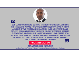 Pholetsi Moseki, CSA Acting Chief Executive on South Africa Proteas Women's series victory in India over the hosts