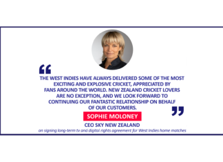 Sophie Moloney, CEO Sky New Zealand on signing long-term tv and digital rights agreement for West Indies home matches