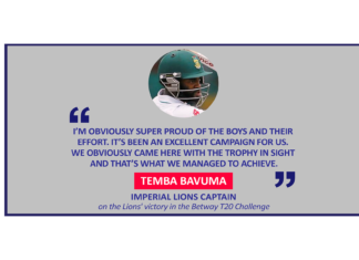 Temba Bavuma, Imperial Lions Captain on the Lions' victory in the Betway T20 Challenge