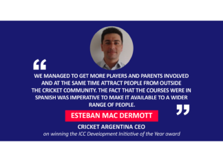 Esteban Mac Dermott, Cricket Argentina CEO on winning the ICC Development Initiative of the Year award
