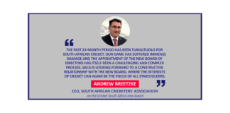 Andrew Breetzke, CEO, South African Cricketers' Association on the Cricket South Africa new board