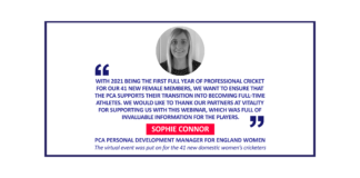 Sophie Connor, PCA Personal Development Manager for England Women The virtual event was put on for the 41 new domestic women’s cricketers