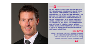 Ben Oliver, Cricket Australia Executive General Manager of High Performance and National Teams on the appointments of Michael Di Venuto and Jeff Vaughan as Assistant Coaches of the Men’s Team