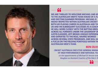 Ben Oliver, Cricket Australia Executive General Manager of High Performance and National Teams on the appointments of Michael Di Venuto and Jeff Vaughan as Assistant Coaches of the Men’s Team