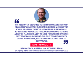 Matthew Mott, Head Coach, Australian Women's team on signing a two-year contract extension through September 2023