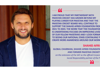 Shahid Afridi, Global Chairman, Shahid Afridi Foundation and former Pakistan Cricketer on the extension of the SAF as the official Corporate Social Responsibility partner of the PCB