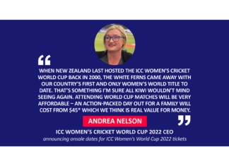 Andrea Nelson, ICC Women’s Cricket World Cup 2022 CEO announcing onsale dates for ICC Women's World Cup 2022 tickets
