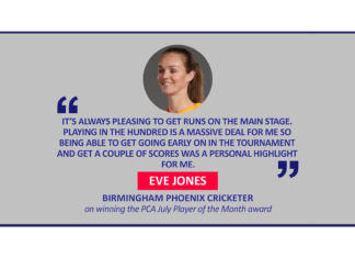 Eve Jones, Birmingham Phoenix Cricketer on winning the PCA July Player of the Month award