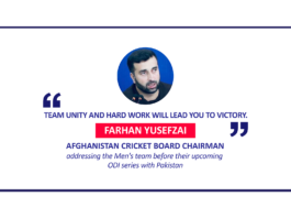 Farhan Yusefzai, Afghanistan Cricket Board Chairman addressing the Men's team before their upcoming ODI series with Pakistan
