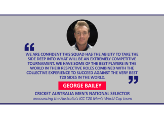 George Bailey, Cricket Australia Men's National Selector announcing the Australia's ICC T20 Men's World Cup team