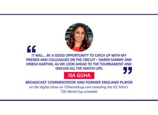 Isa Guha, Broadcast Commentator and former England player on the digital show on T20worldcup.com revealing the ICC Men's T20 World Cup schedule
