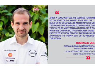 Tommaso Volpe, Nissan Global Motorsport and Sponsorship Director on the ICC Men’s T20 World Cup 2021 Trophy Tour, driven by Nissan