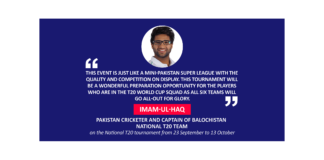 Imam-ul-Haq, Pakistan Cricketer and captain of Balochistan National T20 team on the National T20 tournament from 23 September to 13 October