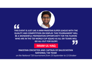 Imam-ul-Haq, Pakistan Cricketer and captain of Balochistan National T20 team on the National T20 tournament from 23 September to 13 October