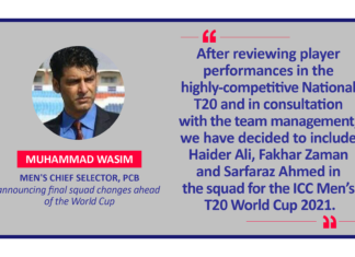 Muhammad Wasim, Men's Chief Selector, PCB announcing final squad changes ahead of the World Cup