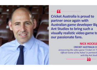 Nick Hockley, Cricket Australia CEO announcing the video game ‘Cricket 22: The Official Game of the Ashes’ in partnership with Big Ant Studios