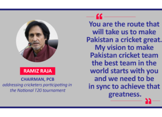 Ramiz Raja, Chairman, PCB addressing cricketers participating in the National T20 tournament