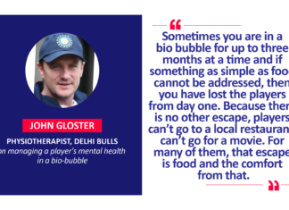 John Gloster, Physiotherapist, Delhi Bulls on managing a player's mental health in a bio-bubble