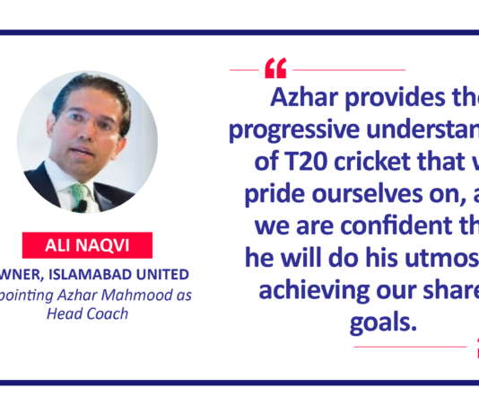 Ali Naqvi, Owner, Islamabad United appointing Azhar Mahmood as Head Coach