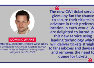 Dominic Warne, Commercial Director, Cricket West Indies on introducing new online ticketing service for West Indies vs England series going on sale from Dec 22, 2021