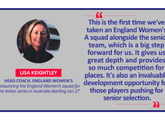 Lisa Keightley, Head Coach, England Women’s announcing the England Women’s squad for the Ashes series in Australia starting Jan 27