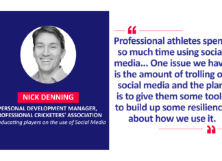 Nick Denning, Personal Development Manager, Professional Cricketers' Association on educating players on the use of Social Media