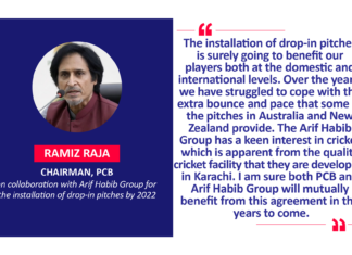Ramiz Raja, Chairman, PCB on collaboration with Arif Habib Group for the installation of drop-in pitches by 2022