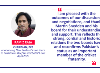 Ramiz Raja, Chairman, PCB announcing New Zealand's two tours to Pakistan in Dec/Jan 2022/2023 and April 2023
