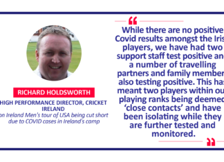 Richard Holdsworth, High Performance Director, Cricket Ireland on Ireland Men's tour of USA being cut short due to COVID cases in Ireland's camp