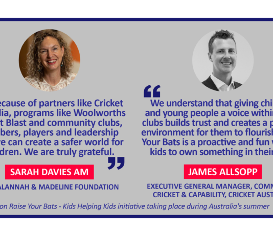 Sarah Davies AM and James Allsopp on Raise Your Bats - Kids Helping Kids initiative taking place during Australia's summer