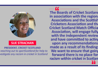 Sue Strachan, President, Cricket Scotland on reaching out to sportScotland for help to investigate any racism in cricket in Scotland