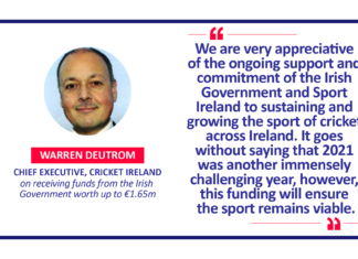 Warren Deutrom, Chief Executive, Cricket Ireland on receiving funds from the Irish Government worth up to €1.65m