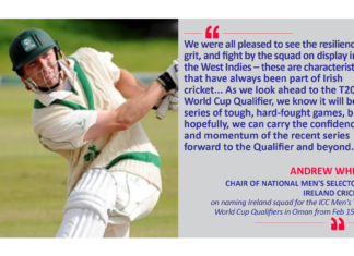 Andrew White, Chair of National Men's Selectors, Ireland Cricket on naming Ireland squad for the ICC Men's T20 World Cup Qualifiers in Oman from Feb 15-24
