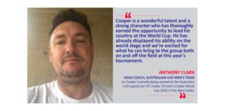 Anthony Clark, Head Coach, Australian U19 Men's Team on Cooper Connolly being named as the Australian U19 captain for ICC Under 19 men’s Cricket World Cup 2022 in the West Indies