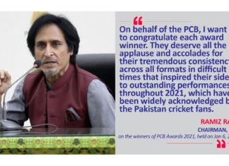 Ramiz Raja, Chairman, PCB on the winners of PCB Awards 2021, held on Jan 6, 2022