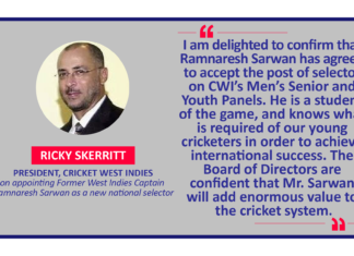 Ricky Skerritt, President, Cricket West Indies on appointing Former West Indies Captain Ramnaresh Sarwan as a new national selector