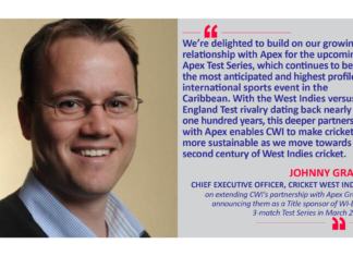 Johnny Grave, Chief Executive Officer, Cricket West Indies on extending CWI's partnership with Apex Group, announcing them as a Title sponsor of WI-ENG 3-match Test Series in March 2022