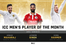 ICC Player of the Month Nominees for April announced